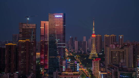 佛山禅城区中心地标季华五路夜景延时视频素材模板下载