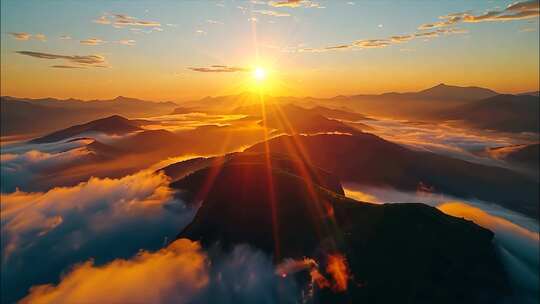 清晨早晨日出云海太阳升起云海云海日出云层