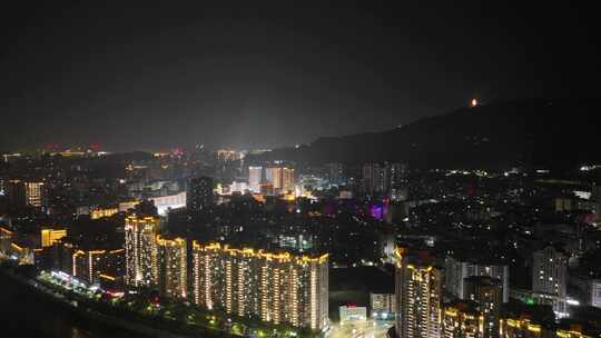 四川达州夜景达州大景航拍