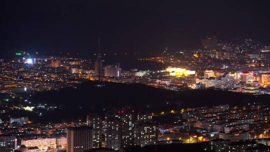 威海环翠奈古山城市夜景视频素材模板下载