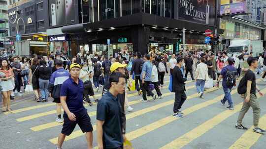 香港旺角街头人头攒动街景