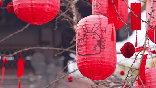 杭州西湖钱王祠新年祈福红灯笼