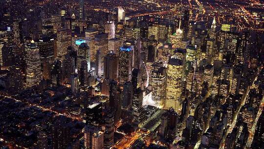 航拍密集城市高楼大厦夜景视频素材模板下载