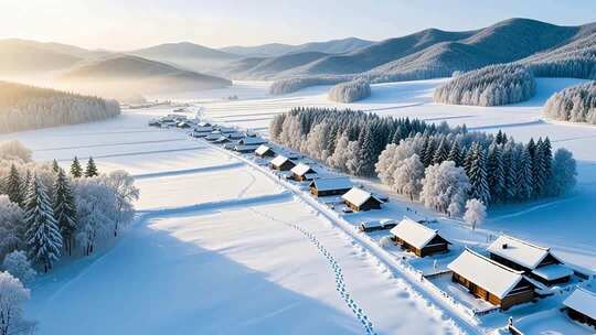 冬至冬季立冬入冬雪景4K