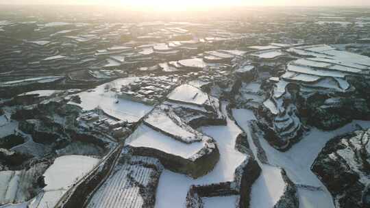 雪后乡村全景航拍风光