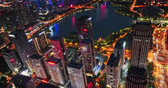 合肥 天鹅湖 城市夜景 政务中心 广电