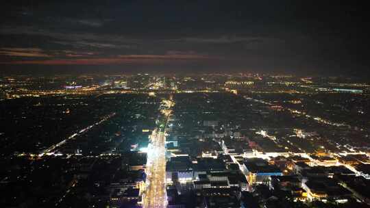 苏州姑苏区苏州古城夜景灯光航拍视频素材模板下载