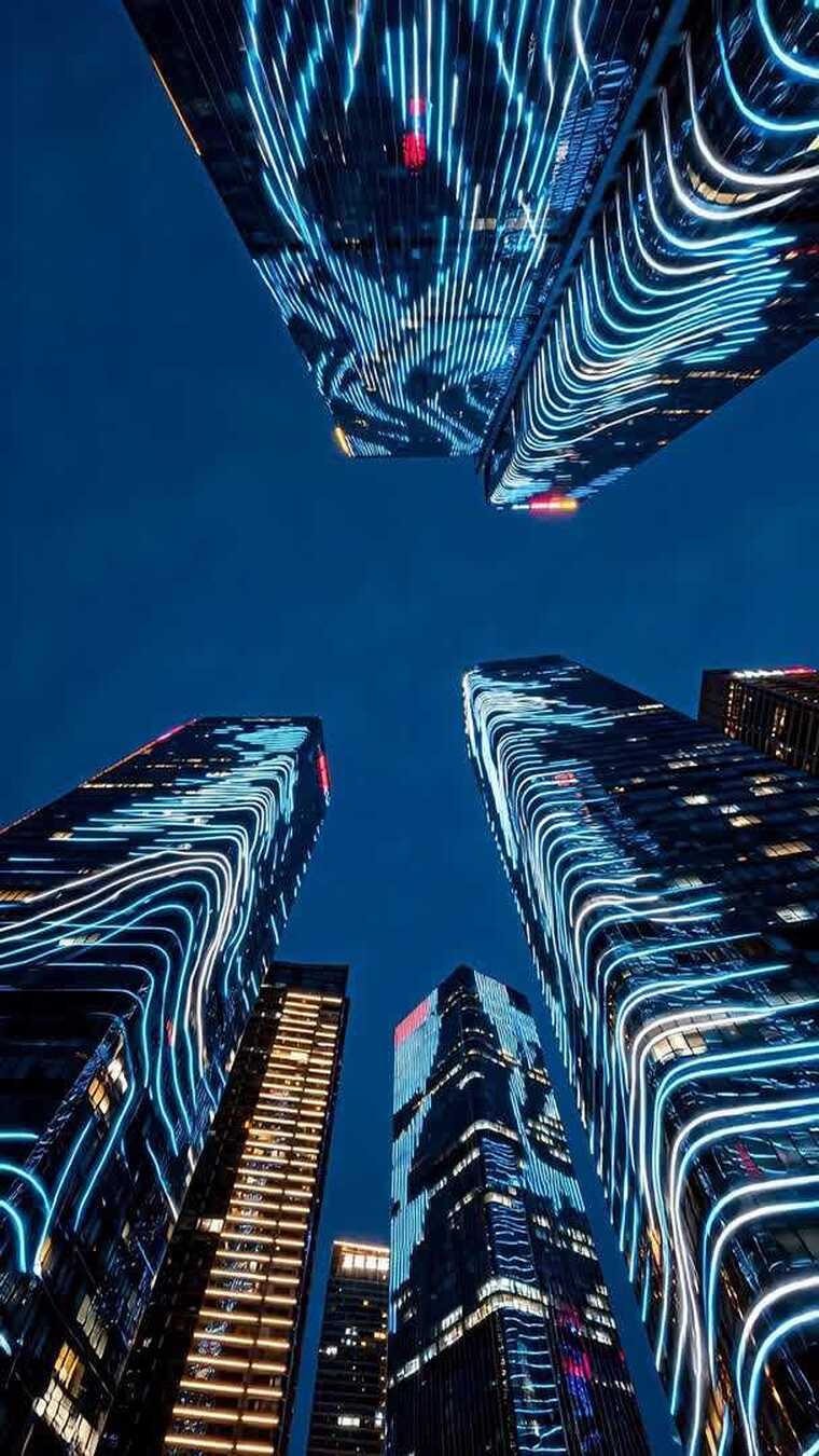 摩天大楼动态光影