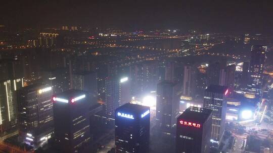 无锡金融街夜景市民中心全景4K航拍