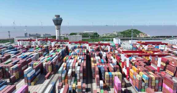 上海洋山港集装箱码头航拍