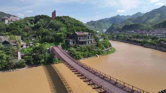 贵州遵义茅台酒镇赤水河城市建筑航拍风光