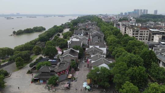 湖南岳阳岳阳楼汴河街古街航拍