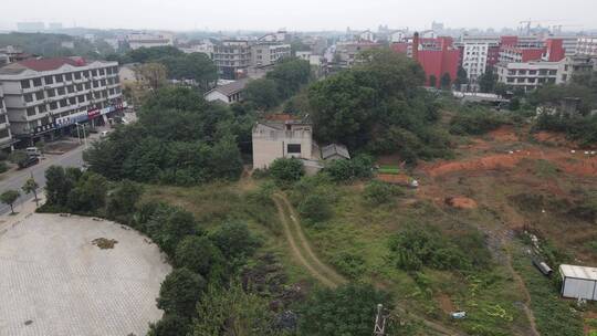 航拍湖南长沙望城区城市绿化及道路