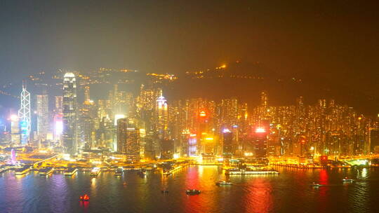 香港城市沿海城市夜景