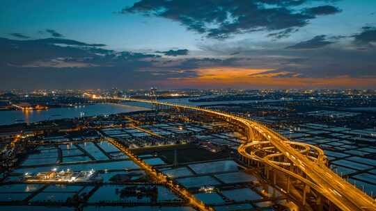 广州南沙特大桥日落延时24视频素材模板下载