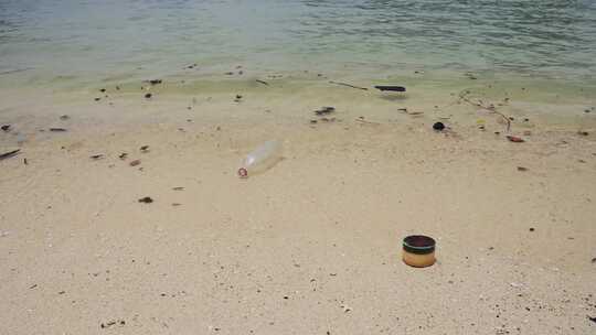 海滩，塑料瓶，海岸，垃圾