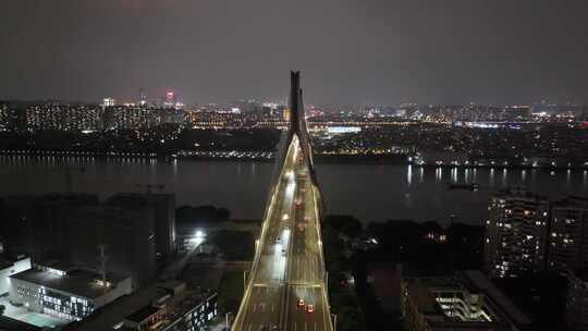广州番禺大桥夜景航拍