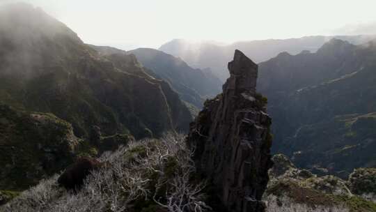 山脉，马德拉，雾，岩石