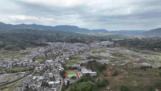 航拍福建龙岩四堡镇