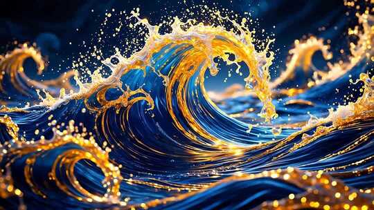 金色海浪特效画面素材