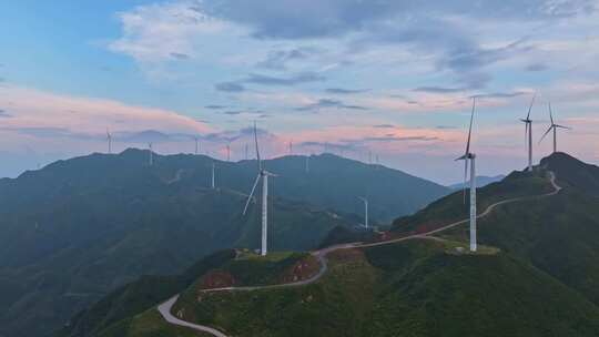 山上的风车 风电 风力发电场航拍