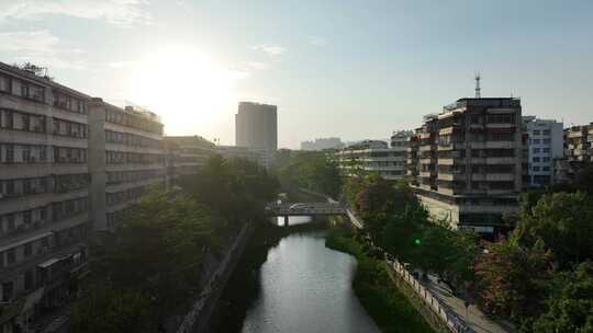 普宁市航拍广东省揭阳市城镇建筑风光住宅区