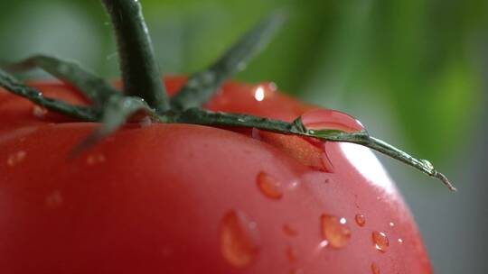 西红柿的水滴微距景观