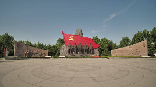 领袖雕塑红旗党建雕塑党建文化视频素材模板下载