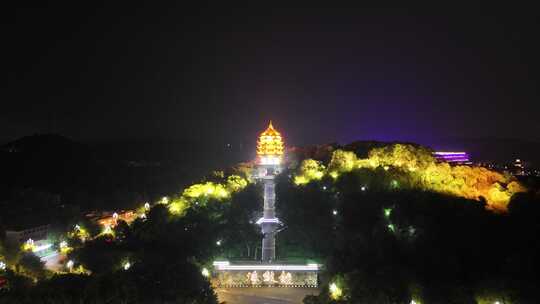 四川德阳钟鼓楼夜景航拍