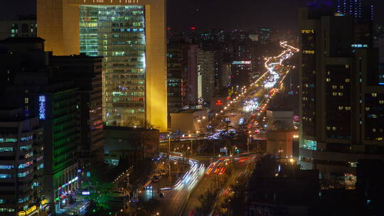 夜晚的北京街道延时