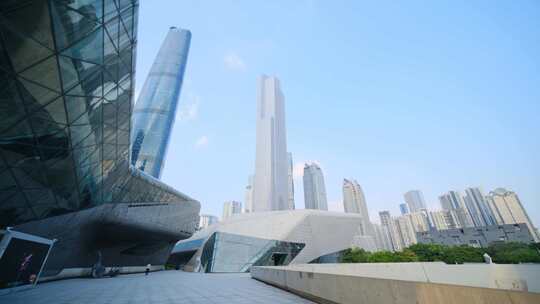 广州大剧院珠江新城 高楼大厦 建筑群视频素材模板下载