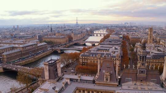 法国巴黎建筑航拍视频素材模板下载