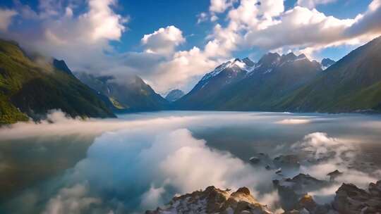 山水云雾自然风光全景