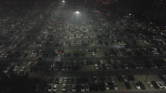 无锡融创乐园停车场4K航拍夜景视频素材模板下载