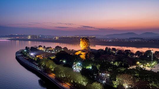 长沙湘江橘子洲夜景延时