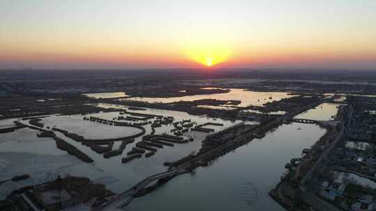 日落 日出 航拍 太阳 夕阳 落日