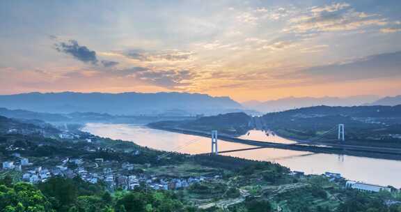 三峡水利枢纽黄昏航拍延时