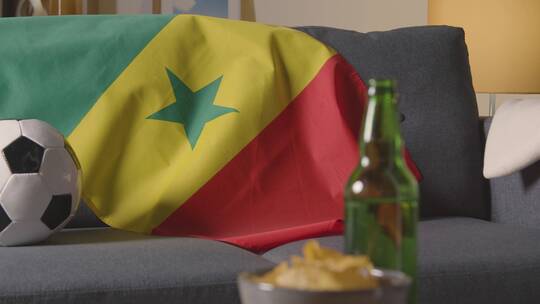 沙发上的塞内加尔国旗视频素材模板下载