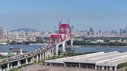 广州新光大桥广州CBD建筑群同框航拍