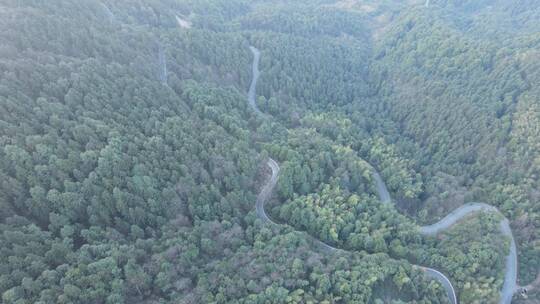 航拍绿色森林蜿蜒盘山公路视频素材模板下载