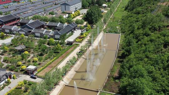 航拍古风四合院建筑