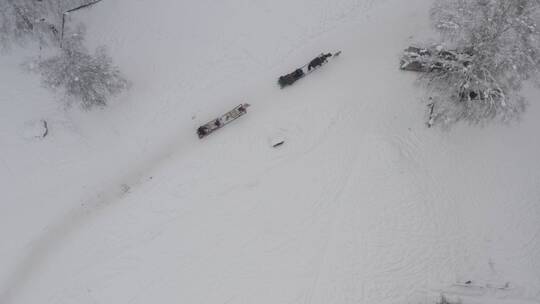 新疆 禾木 雪屋 航拍 冬季