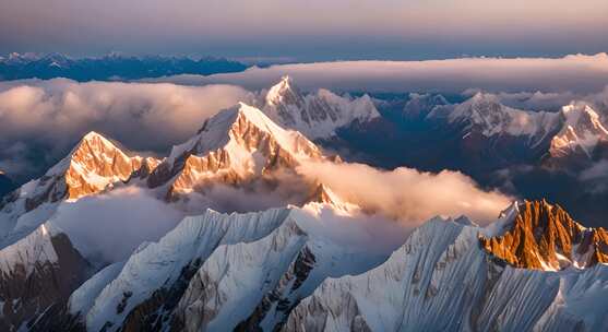 雪山云雾阳光山峰云海日出自然生态环境风景