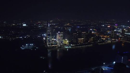 广东省广州市市中心城市夜景航拍