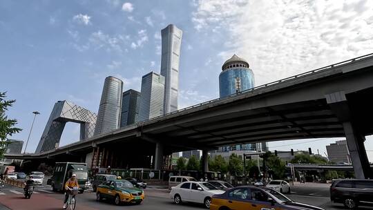 北京国贸桥建筑大范围移动延时