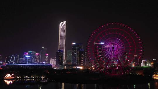 苏州最高楼城市夜景大厦金融中心航拍