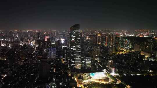 广州城市中华广场夜景航拍