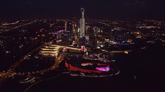 中国江苏苏州湖东商业区夜景视频素材模板下载