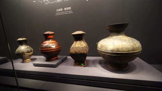 湖南省博物馆马王堆墓馆展览文物古代物品视频素材模板下载