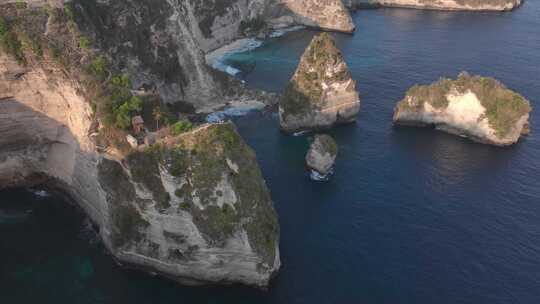 HDR印尼佩尼达岛悬崖航拍自然风光